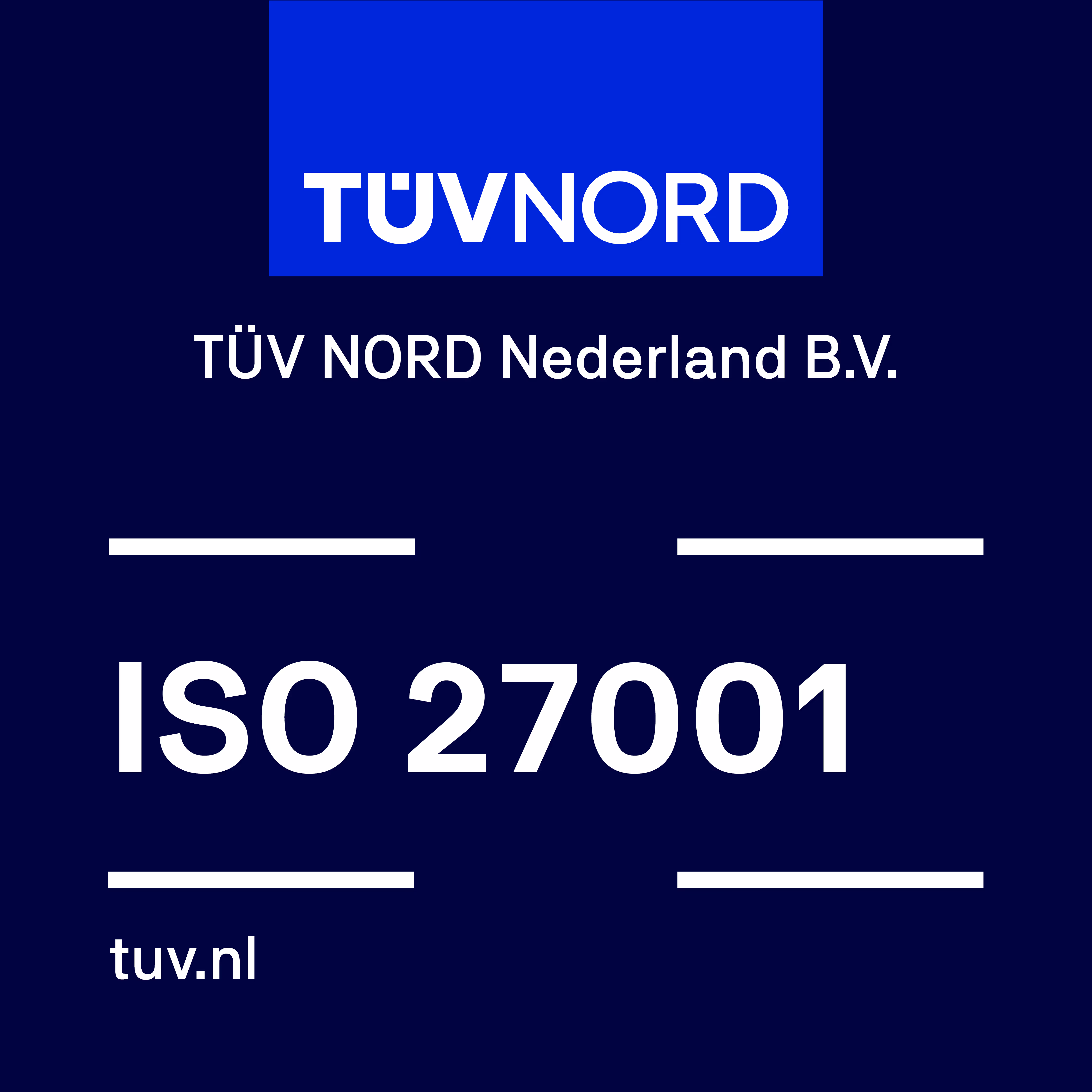 TÜV NORD ISO 27001 gecertificeerd